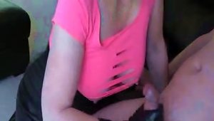 Cuckoldress Handjobs And Taunts Hubby About Her Lovers